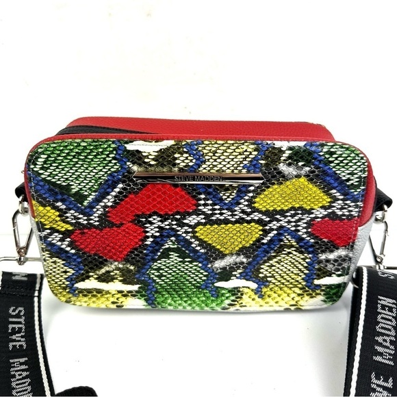 Steve Madden Crossbody Bag Faux Snakeskin Leather Colorful Handbag Purse NEW - Picture 3 of 15